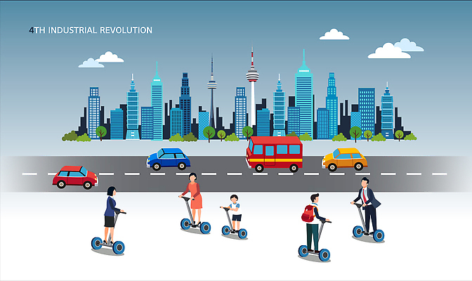 전신 여자 남자 도로 어린이 이동 일러스트 자동차 미래 버스 사람 빌딩 여러명 성인 일상 정보 도시 바이오 핵융합 사물인터넷 전동휠 4차산업 자율주행 빅데이터 모빌리티 미래산업 AI_인공지능 국내일러스트 AI파일 산업 길 육상교통 교통수단 다수 컨셉 교통시설 대중교통 정보기술 건물 라이프 운전 물리 파일형식 벡터