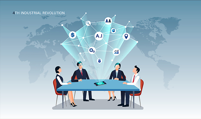 전신 여자 남자 지도 일러스트 회사 탁자 회의 사람 정장 여러명 성인 스마트폰 사무실 정보 직장인 바이오 핵융합 사물인터넷 4차산업 자율주행 빅데이터 AI_인공지능 국내일러스트 AI파일 직업 옷 산업 가구 다수 비즈니스 정보기술 핸드폰 스마트기기 운전 물리 파일형식 벡터