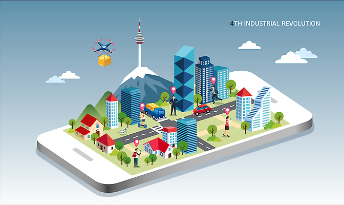 전신 여자 남자 도로 일러스트 자동차 산 주택 사람 빌딩 여러명 성인 건물 스마트폰 마을 정보 도시 배송 위치 드론 바이오 핵융합 사물인터넷 4차산업 자율주행 빅데이터 AI_인공지능 국내일러스트 AI파일 건축물 산업 길 육상교통 다수 교통시설 정보기술 핸드폰 스마트기기 운전 물리 파일형식 벡터