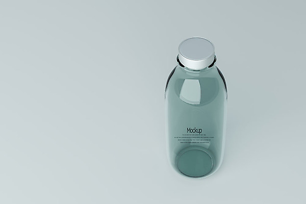 PSD 편집이미지 회색배경 유리병 사람없음 한개 3D소스 3D 투명 우유병 디지털합성 빈병 목업 편집3D 1 백그라운드 병_용기 회색 우유 파일형식