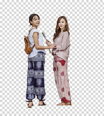 전신 편집이미지 응시 여자 여행 지도 서기 미소 사람 20대 성인 두명 옆모습 뒷모습 친구 한국인 뒤돌아보기 PNG 성인여자만 편집소스 시선 뷰포인트 관계 모션 표정 동양인 청년 여자만 성인만 파일형식