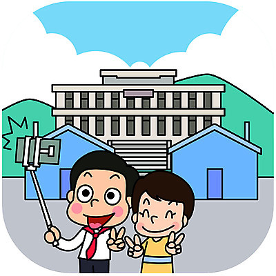 남자 어린이 포즈 일러스트 미소 사람 소년 상반신 두명 평화 사진촬영 셀프카메라 즐거움 브이 남북 셀카봉 통일 판문점 남북통일 국내일러스트 AI파일 감정 컨셉 표정 손짓 촬영 파주 파일형식 벡터