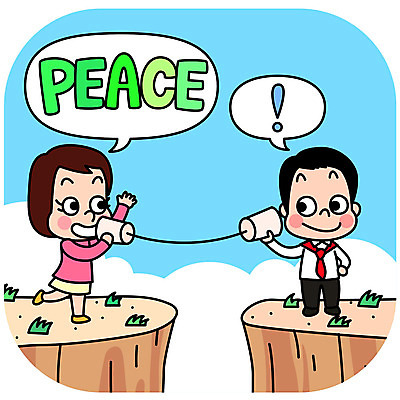 전신 여자 남자 어린이 일러스트 대화 미소 사람 소녀 소년 두명 평화 느낌표 종이컵 실전화기 즐거움 소통 남북 통일 남북통일 국내일러스트 AI파일 기호 감정 컨셉 표정 말하기 컵 일회용 파일형식 벡터