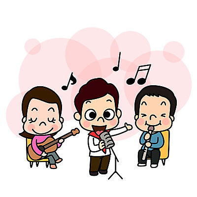 전신 여자 남자 어린이 연주 음표 일러스트 노래 사람 소녀 소년 세명 평화 공연 기타 마이크 즐거움 피리 남북 통일 남북통일 국내일러스트 AI파일 기호 감정 음악 음향기기 컨셉 현악기 이벤트 목관악기 파일형식 벡터