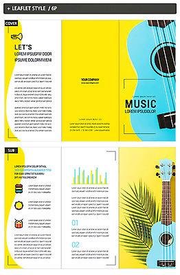 식물 템플릿 표지디자인 표지 ZIP 내지 악기 음악 리플렛 하늘색 3단접지 팜플렛 취미 사람없음 노란색 귀여움 기타 인디자인 INDD 트로피컬아트 이미지템플릿 컬러 컨셉 현악기 문화예술 파란색 그림 파일형식