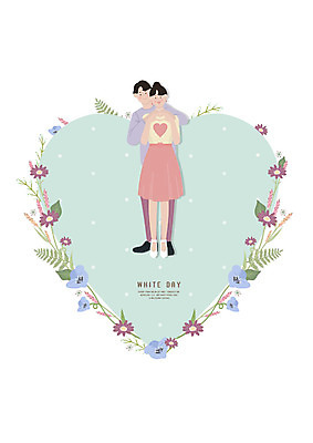 전신 PSD 커플 여자 기념일 남자 일러스트 화이트데이 사랑 사람 성인 두명 로맨틱 하트 백허그 꽃프레임 손하트 국내일러스트 모양 꽃 감정 컨셉 관계 포옹 데이이벤트 프레임 손짓 이벤트 파일형식