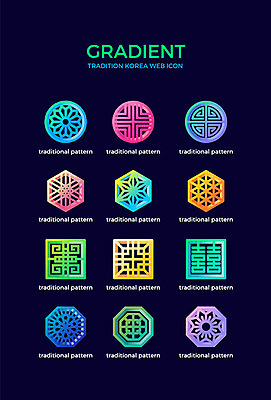 아이콘 한국전통 전통 문양 패턴 사람없음 컬러풀 전통무늬 전통문양 그라디언트 2D아이콘 AI파일 컬러 무늬 한국 파일형식 벡터