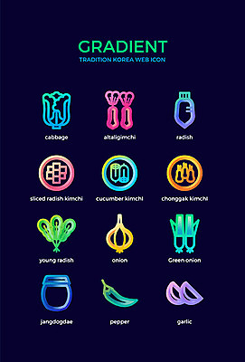 아이콘 한국전통 전통 고추 김치 마늘 사람없음 컬러풀 항아리 깍두기 배추 김장 대파 알타리무 열무 오이김치 그라디언트 2D아이콘 AI파일 한식 컬러 채소 한국 도자기 무 파 파일형식 벡터