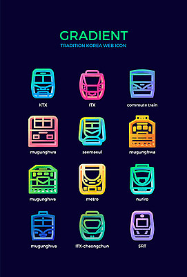 아이콘 전통 교통수단 한국 사람없음 컬러풀 기차 무궁화 고속열차 지하철표 통근 그라디언트 2D아이콘 AI파일 꽃 아시아 육상교통 컬러 교통 대중교통 티켓 출근 파일형식 벡터