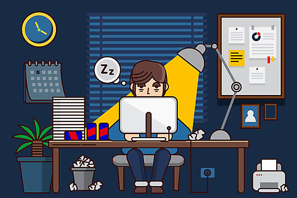 전신 남자 일러스트 회사 피곤 한명 사람 성인 작업 직장인 남색 일과 야근 성인남자한명만 Z세대 국내일러스트 AI파일 직업 1 컬러 컨셉 비즈니스 업무 세대 남자한명만 성인남자만 파일형식 벡터