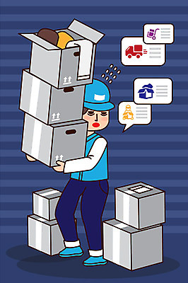 전신 남자 일러스트 피곤 한명 사람 성인 직장인 배달원 남색 우체부 배송 택배 일과 무거움 택배상자 힘듦 성인남자한명만 국내일러스트 AI파일 직업 1 컬러 컨셉 상자 운송업 무게 남자한명만 성인남자만 파일형식 벡터