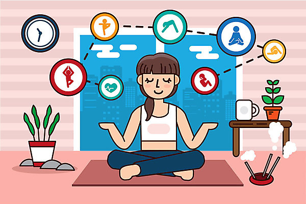 전신 여자 분홍색 거실 일러스트 요가 주택 건강 한명 사람 앉기 성인 운동 요가자세 매트 직장인 일과 성인여자한명만 워라밸 국내일러스트 AI파일 직업 1 웰빙 컬러 포즈 모션 건물 신조어 여자한명만 성인여자만 파일형식 벡터