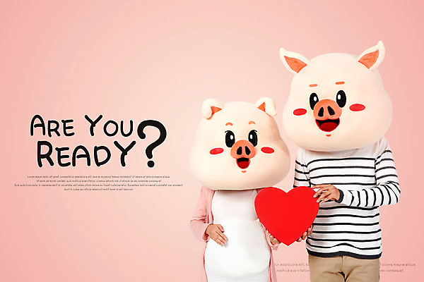 PSD 편집이미지 부부 여자 남자 행복 캠페인 분홍색 사랑 서기 들기 상반신 20대 성인 두명 앞모습 임산부 임신 한국인 하트 출산 공익캠페인 돼지캐릭터 출산장려캠페인 성인만 기해년 이미지편집 모양 커플 감정 뷰포인트 컬러 동물캐릭터 모션 사람 동양인 청년 돼지 정책 파일형식 2019년