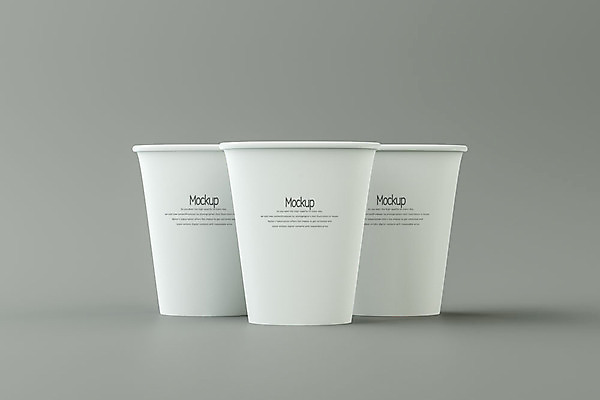 PSD 편집이미지 회색배경 사람없음 3D소스 3D 세개 종이컵 디지털합성 목업 편집3D 백그라운드 3 컵 회색 일회용 파일형식