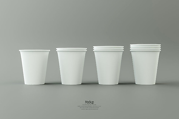PSD 편집이미지 회색배경 사람없음 3D소스 3D 쌓기 여러개 종이컵 디지털합성 일렬 목업 편집3D 다수 백그라운드 모션 컵 회색 일회용 파일형식