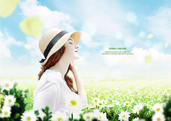 PSD 서양인 외국인 구름 편집이미지 여자 꽃밭 하늘 한명 사람 초원 상반신 20대 성인 옆모습 햇빛 눈감음 봄 화사함 꽃놀이 봄소풍 싱그러움 챙모자 성인여자한명만 이미지편집 자연요소 모자_잡화 1 계절 꽃 뷰포인트 컨셉 모션 인종 청년 태양 소풍 축제 여자한명만 성인여자만 파일형식