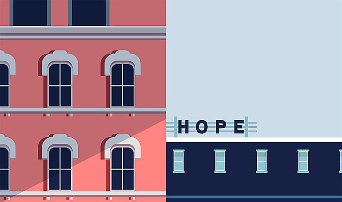 컬러 백그라운드 일러스트 창문 사람없음 건물 네온 리빙코랄 국내일러스트 AI파일 건축물 파일형식 벡터 트랜드컬러 코랄