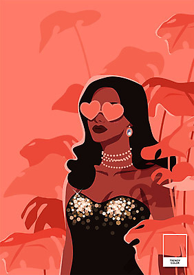 식물 여자 패션 컬러 일러스트 한명 사람 상반신 성인 선글라스 뷰티 열대잎 성인여자한명만 리빙코랄 국내일러스트 AI파일 1 안경 잎 여자한명만 성인여자만 파일형식 벡터 트랜드컬러 코랄