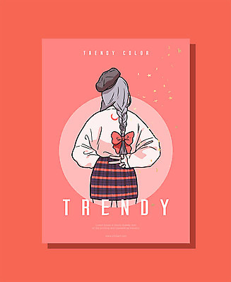 모자 여자 패션 컬러 포즈 일러스트 땋은머리 한명 사람 상반신 성인 뷰티 유행 브이 리빙코랄 국내일러스트 AI파일 1 헤어스타일 잡화 손짓 파일형식 벡터 트랜드컬러 코랄