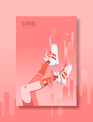 여자 패션 컬러 운동화 신발 일러스트 한명 사람 하반신 다리 니삭스 리빙코랄 국내일러스트 AI파일 1 양말 신체부위 파일형식 벡터 트랜드컬러 코랄