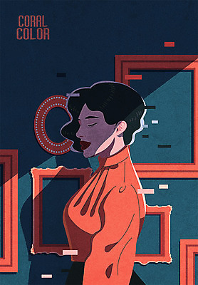 여자 패션 컬러 액자 일러스트 한명 사람 상반신 성인 뷰티 성인여자한명만 국내일러스트 AI파일 1 여자한명만 성인여자만 파일형식 벡터