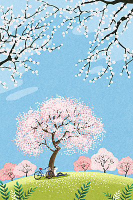 전신 PSD 나무 남자 백그라운드 일러스트 자연 휴식 한명 사람 앉기 잔디 초원 성인 자전거 봄풍경 봄 벚꽃 벚나무 언덕 감성 성인남자한명만 봄배경 국내일러스트 식물 1 계절 꽃 컨셉 모션 풍경 바이크 생태계 남자한명만 성인남자만 파일형식