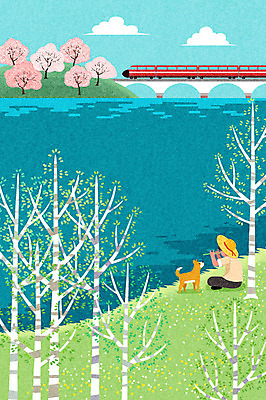 전신 PSD 나무 한마리 남자 백그라운드 일러스트 자연 한명 사람 앉기 풍경 초원 성인 강 봄풍경 봄 기차 벚꽃 벚나무 강아지 피리 감성 반려 성인남자한명만 봄배경 국내일러스트 식물 1 계절 꽃 육상교통 컨셉 모션 대중교통 반려동물 개 목관악기 생태계 남자한명만 성인남자만 파일형식