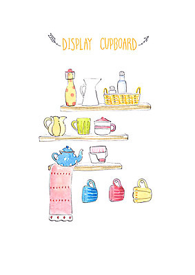 PSD 일러스트 캘리그라피 주전자 붓터치 수채화 사람없음 컵 바구니 머그컵 식탁보 용기 커피잔 찬장 진열장 번짐 행주 국내일러스트 그릇 식기 커피 가구 주방용품 잔 청소도구 파일형식 효과