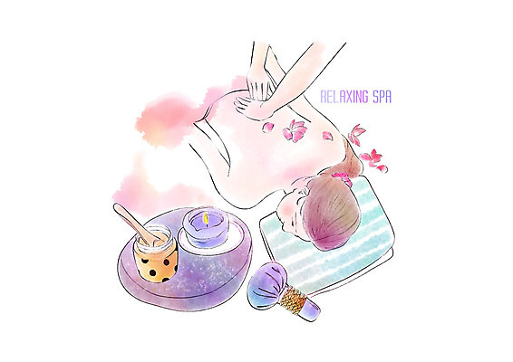 PSD 여자 꽃잎 여유 일러스트 초 캘리그라피 붓터치 한명 사람 상반신 성인 신체부위 양손 마사지 힐링 번짐 등마사지 마사지샵 마사지크림 국내일러스트 1 손 꽃 감정 화장품 파일형식 효과