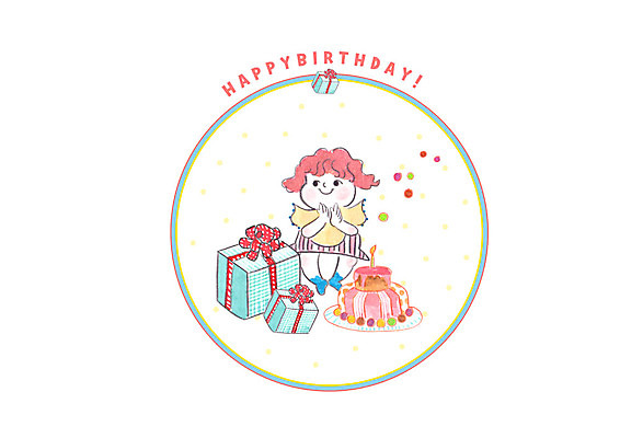 전신 PSD 여자 일러스트 캘리그라피 붓터치 수채화 선물 한명 사람 선물상자 케이크 아기 생일파티 생일 생일케이크 박수 즐거움 번짐 국내일러스트 1 기념일 감정 디저트 손짓 상자 파일형식 효과