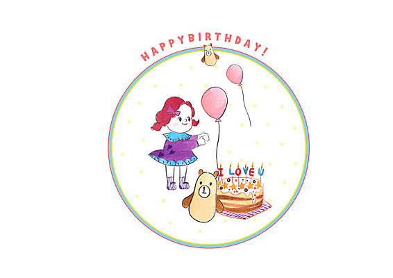 전신 PSD 여자 어린이 인형 일러스트 캘리그라피 붓터치 수채화 한명 미소 사람 케이크 생일파티 생일 번짐 풍선 소녀한명만 국내일러스트 1 기념일 디저트 표정 여자한명만 소녀만 파일형식 효과