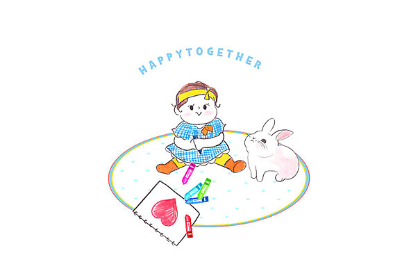 전신 PSD 여자 일러스트 캘리그라피 놀이 붓터치 수채화 한명 사람 앉기 귀여움 아기 토끼 스케치북 크레파스 번짐 반려 국내일러스트 1 컨셉 포유류 모션 학용품 반려동물 파일형식 효과