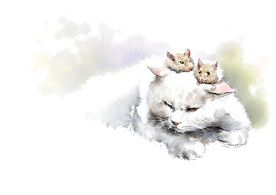 PSD 동물 일러스트 캘리그라피 붓터치 수채화 세마리 사람없음 귀여움 고양이 승차 번짐 햄스터 반려 국내일러스트 컨셉 포유류 모션 3 반려동물 설치류 파일형식 효과