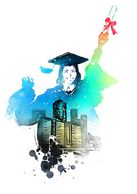 PSD 여자 대학생 일러스트 학사모 캘리그라피 졸업 학교 붓터치 수채화 한명 들기 사람 상반신 성인 졸업가운 졸업장 즐거움 번짐 국내일러스트 모자_잡화 1 학생 교육 감정 모션 가운 파일형식 효과