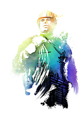 PSD 직업 남자 일러스트 캘리그라피 붓터치 수채화 한명 사람 상반신 성인 건물 건설현장 기술자 안전모 설비 번짐 국내일러스트 1 건축물 건설업 헬멧 안전장비 시설 파일형식 효과