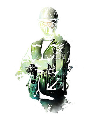 PSD 직업 남자 일러스트 캘리그라피 붓터치 수채화 마스크 한명 사람 상반신 성인 건물 안전모 번짐 보안경 국내일러스트 1 건축물 헬멧 안전장비 파일형식 효과