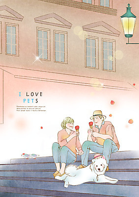 전신 PSD 한마리 부부 커플 여자 남자 반려견 가로등 일러스트 조류 아이스크림 사랑 사람 앉기 성인 두명 건물 반려동물 계단 개 강아지 먹기 반려 국내일러스트 동물 1 건축물 공공시설 감정 포유류 관계 모션 디저트 파일형식