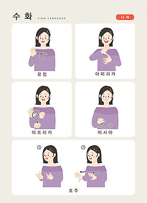 문자 여자 유럽 나라 아시아 일러스트 손가락 아프리카 커뮤니케이션 아메리카 한명 사람 상반신 한글 세계 호주 소통 지문자 청각장애인 국내일러스트 AI파일 1 손 컨셉 오세아니아 장애인 대륙 수화 파일형식 벡터