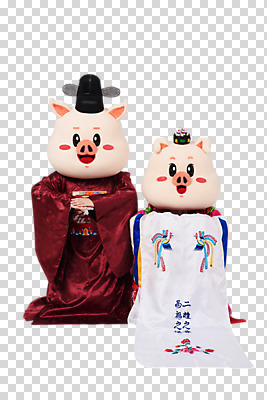 편집이미지 부부 여자 남자 신부 신랑 결혼 상반신 20대 성인 두명 앞모습 한국인 예절 돼지띠 돼지 절 전통혼례 돼지캐릭터 혼례복 PNG 동물탈 신랑신부 인형탈 성인만 편집소스 기해년 한국전통 커플 신부_웨딩 뷰포인트 동물캐릭터 포유류 사람 동양인 이벤트 청년 십이지신 인사 전통의상 전통의례 탈 파일형식 2019년