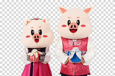 편집이미지 부부 커플 여자 명절 남자 선물 들기 상반신 20대 성인 두명 앞모습 설날 추석 기쁨 한국인 돼지띠 돼지 한복 주기 돼지캐릭터 나눔 PNG 동물탈 인형탈 추석선물 성인만 편집소스 기해년 설선물 한국전통 전통 기념일 감정 뷰포인트 동물캐릭터 포유류 관계 모션 사람 동양인 청년 십이지신 전통의상 탈 파일형식 2019년 명절선물