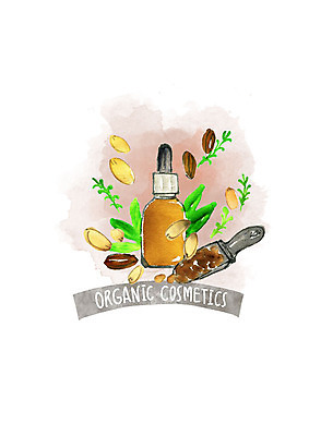 PSD 잎 일러스트 붓터치 수채화 씨앗 사람없음 갈색 화장품 견과류 유기농 아몬드 천연화장품 국내일러스트 식물 웰빙 컬러 뷰티 파일형식