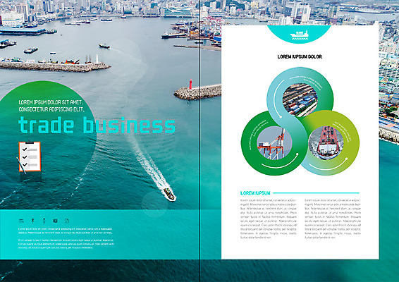 PSD 템플릿 표지디자인 북디자인 출판디자인 내지 리플렛 바다 북커버 비즈니스 팜플렛 사람없음 항구 도시 컨테이너 무역 문서 해안도시 민트색 선박 이미지템플릿 산업 컬러 수상교통 교통시설 파일형식