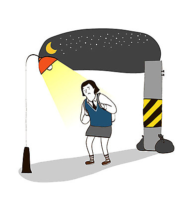 전신 학생 여자 교육 교복 별 일러스트 청소년 전등 책가방 한명 사람 10대 수능 시험 찡그림 야간 초승달 입시 전봇대 수험생 사교육 힘듦 십대여자한명만 국내일러스트 AI파일 자연요소 1 옷 공공시설 컨셉 가방 고등학생 조명 표정 학습 달 여자한명만 십대여자만 파일형식 벡터