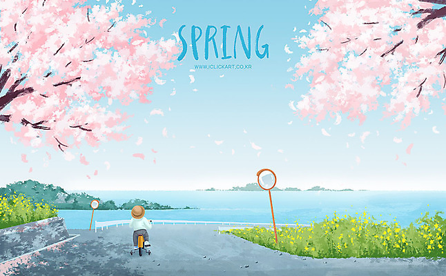 전신 PSD 구름 모자 남자 도로 길 어린이 바다 분홍색 섬 백그라운드 일러스트 하늘 한명 사람 파란색 자전거 봄 벚꽃 벚나무 봄배경 국내일러스트 자연요소 나무 1 잡화 계절 꽃 컬러 교통시설 바이크 파일형식