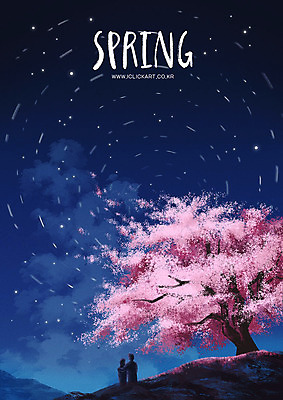 PSD 나무 구름 부부 커플 계절 여자 남자 꽃 실루엣 별 백그라운드 일러스트 하늘 산 사람 상반신 성인 두명 파란색 봄 벚꽃 야간 유성 지평선 동산 봄배경 국내일러스트 자연요소 식물 컬러 관계 촬영기법 파일형식