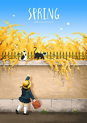 전신 PSD 구름 여자 길 어린이 나비 백그라운드 두마리 가방 일러스트 하늘 한명 사람 담장 노란색 고양이 봄 유치원생 민들레 개나리 유치원복 봄배경 국내일러스트 자연요소 1 잡화 옷 계절 꽃 컬러 곤충 2 포유류 반려동물 파일형식
