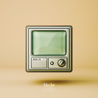 PSD 편집이미지 사람없음 3D소스 3D 텔레비전 추억 디지털합성 오브젝트 복고 베이지색 편집소스 뉴트로 편집3D 컬러 컨셉 전자제품 파일형식