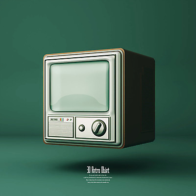PSD 편집이미지 사람없음 초록색 3D소스 3D 텔레비전 추억 디지털합성 오브젝트 복고 편집소스 뉴트로 편집3D 컬러 컨셉 전자제품 파일형식