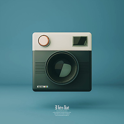 PSD 편집이미지 사람없음 파란색 3D소스 3D 카메라 추억 디지털합성 오브젝트 복고 편집소스 뉴트로 편집3D 컬러 컨셉 전자제품 파일형식