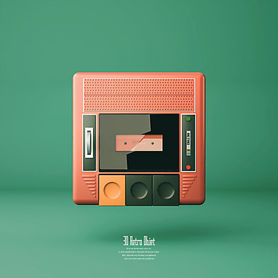 PSD 편집이미지 분홍색 사람없음 초록색 3D소스 3D 추억 디지털합성 오브젝트 복고 녹음기 레코더 편집소스 뉴트로 편집3D 컬러 컨셉 파일형식 녹음_기록